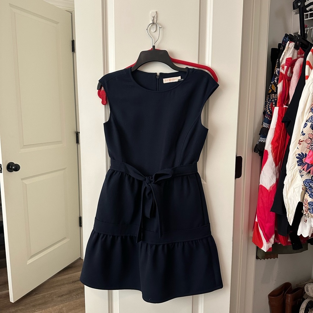 Tory Burch Blue Ruffled Tie Front Sundress